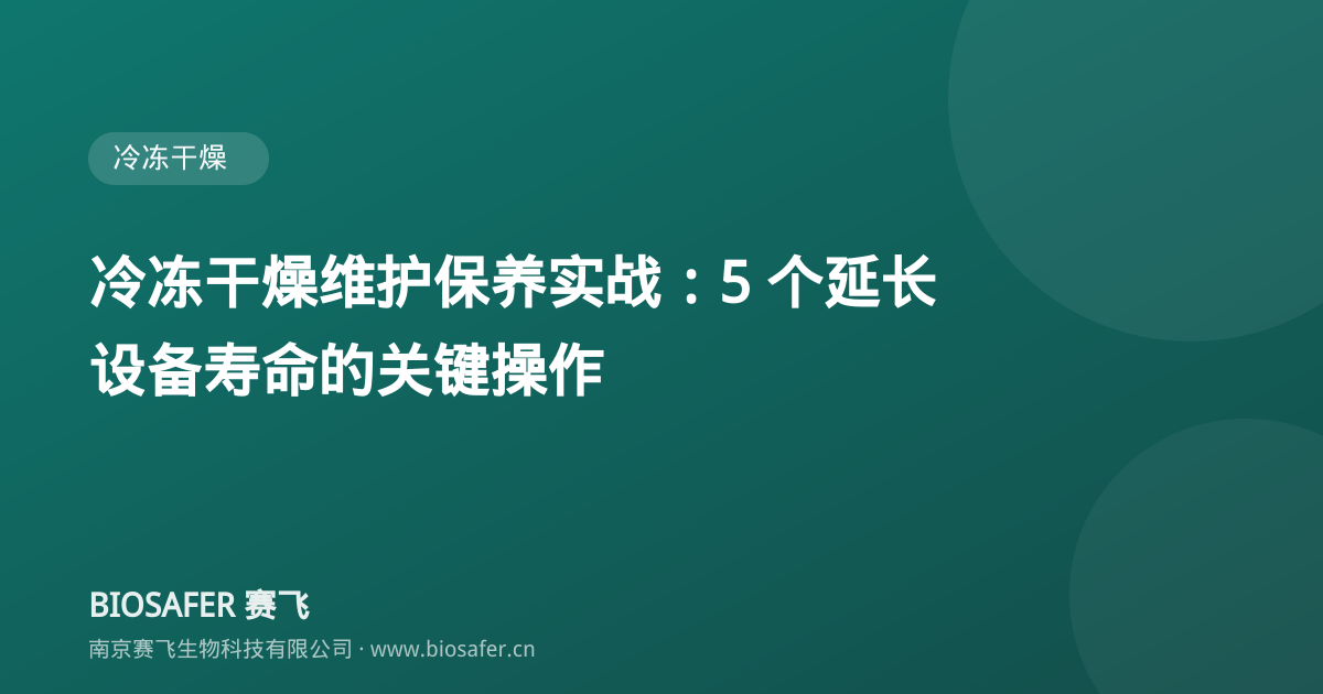 南京赛飞 冷冻干燥维护保养实战:5 个延长设备寿命的关键操作